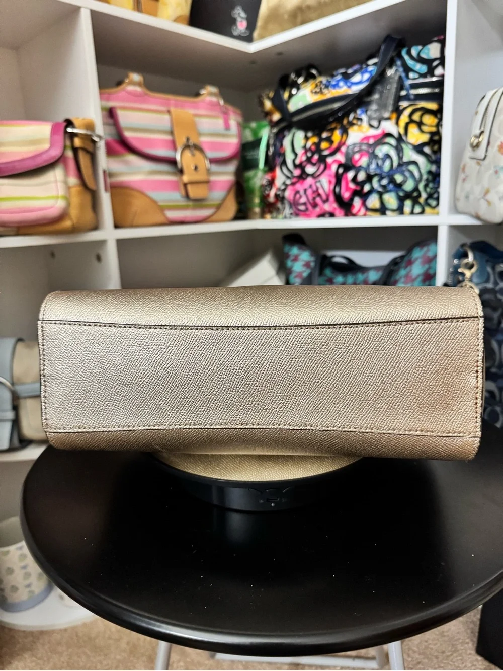 Coach Leah Metallic Gold Leather Satchel
